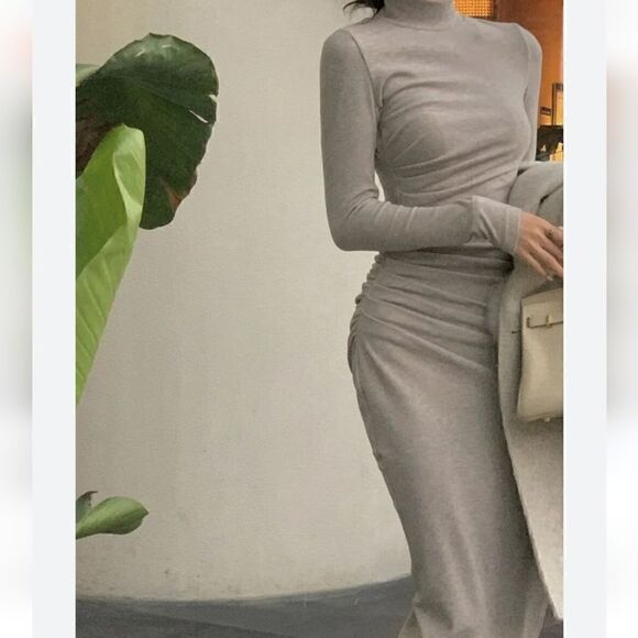 Zara Knit Midi Dress Long Sleeves Color Sand Size Medium - Picture 16 of 17